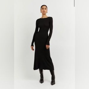 DISSH Sophia Midi Dress Black - Long Sleeve & Ribbed (NWT) Size S